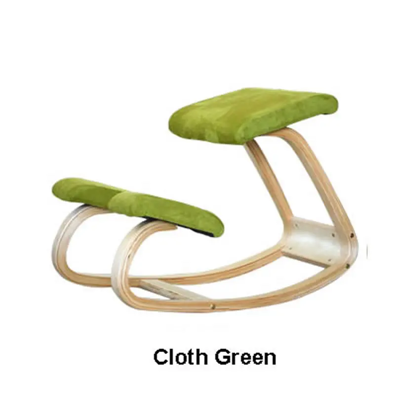 Эргономичный качающийся деревянный стул помогает исправить осанку сидя и развитие детского позвоночника - Цвет: Green suede