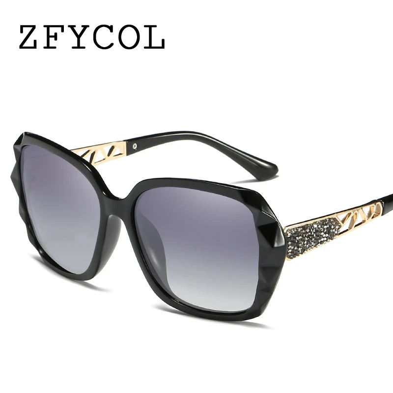 

ZFYCOL Elegant Polarized Sunglasses Luxury Women Brand Designer Fashion Summer Style Goggle Glasses Diamond Decoration Female