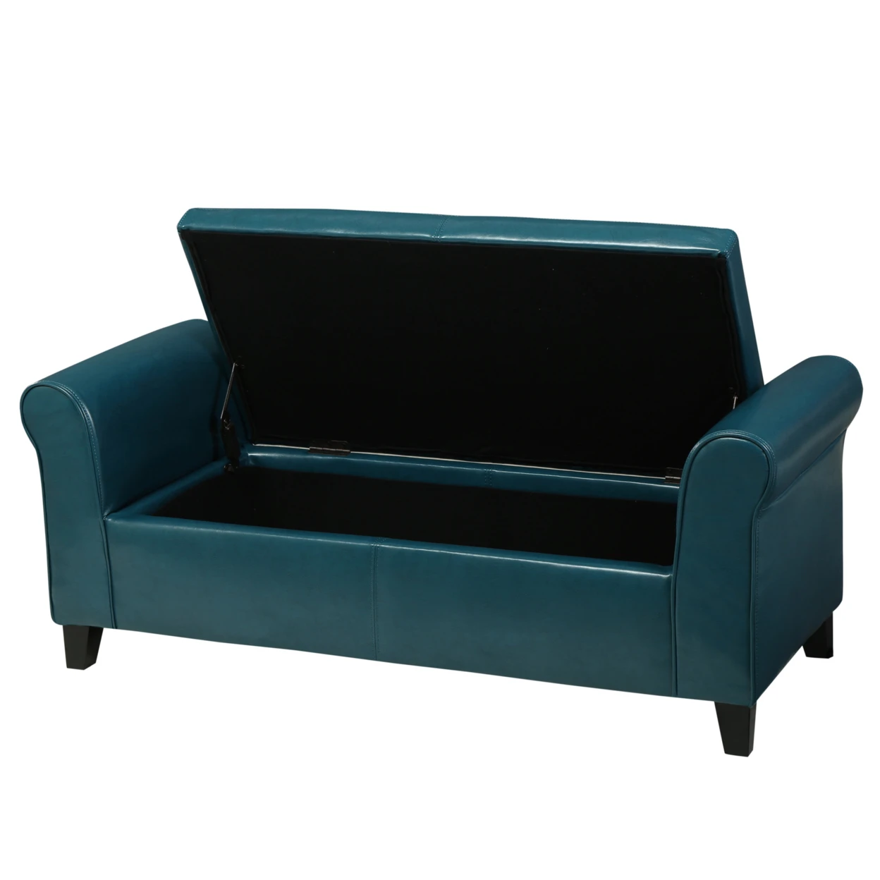 Danbury Teal Leather Armed Storage Ottoman Benchin Stools & Ottomans