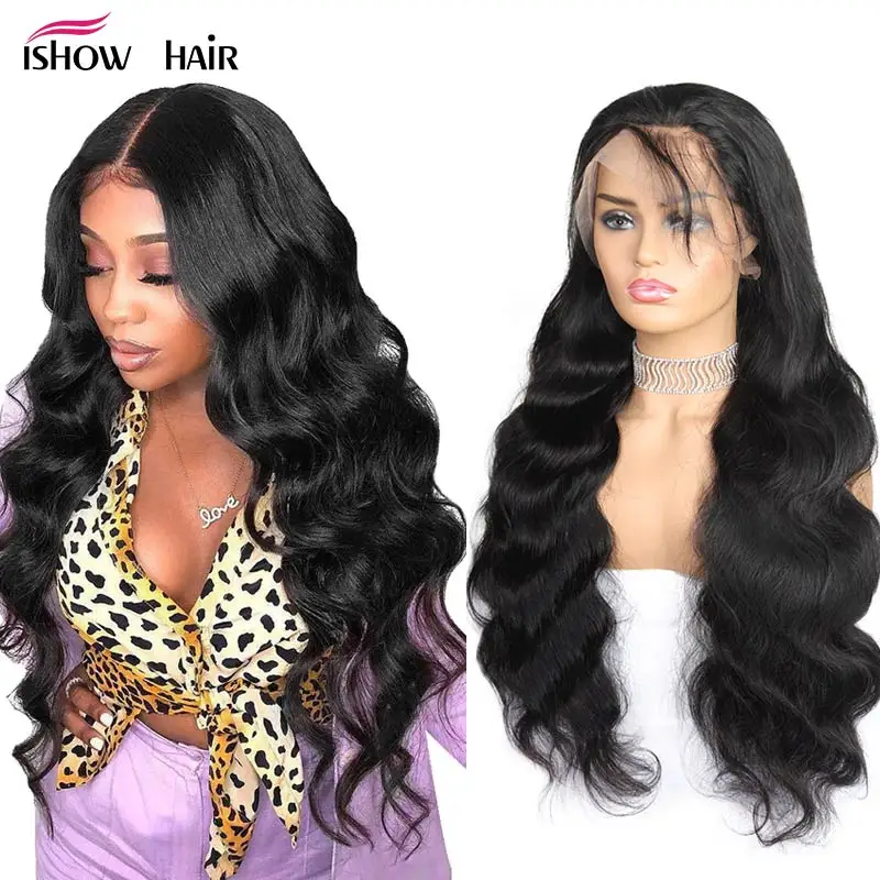

Ishow Body Wave Lace Front Human Hair Wigs For Women Pre Plucked Hairline With Baby Hair Brazilian Remy Human Hair Lace Wigs
