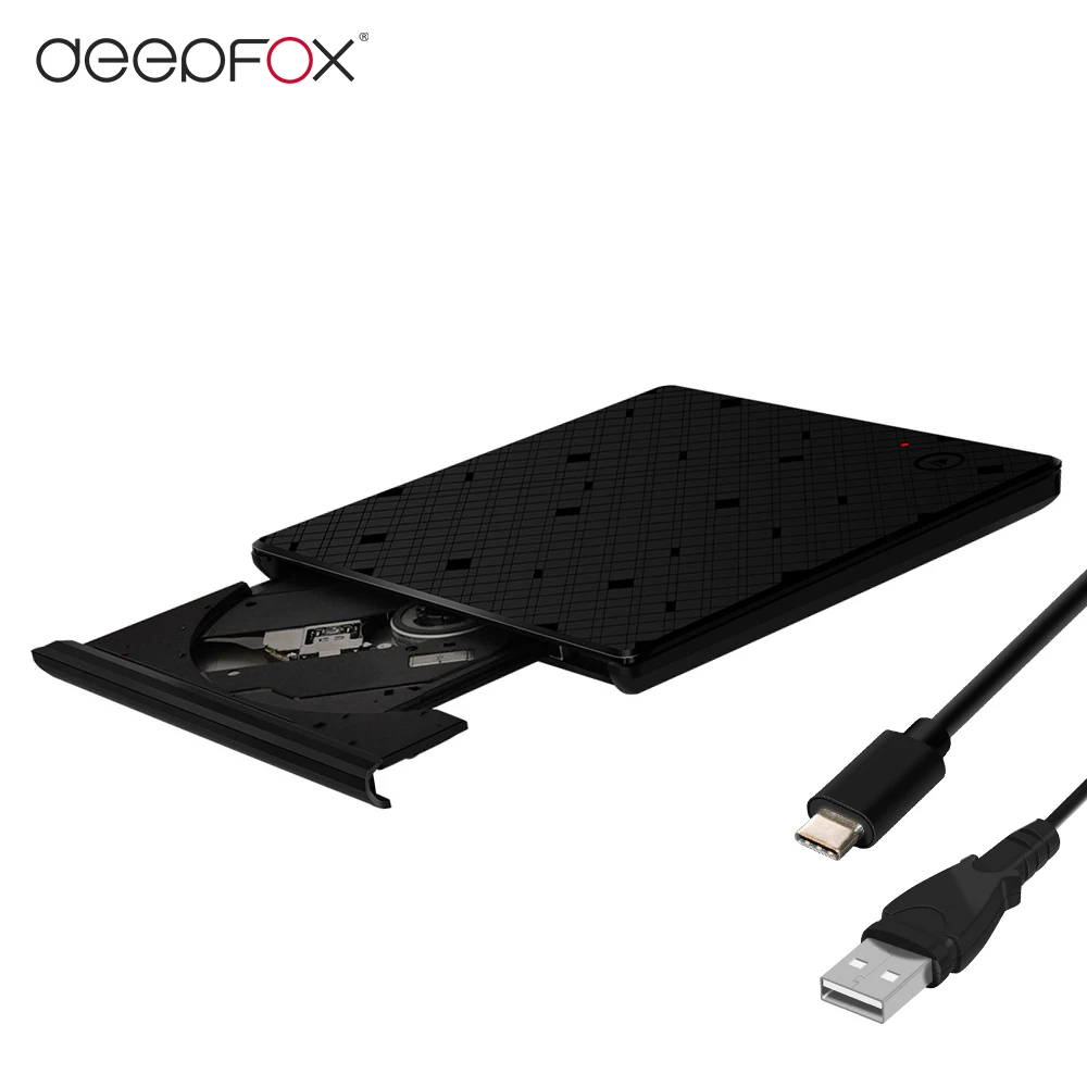 Deepfox Тип C USB 3,1 CD/DVD RW ГОРЕЛКА Внешний оптический привод CD/Проигрыватель DVD ROM для ноутбука с Индукционным сенсорным переключателем