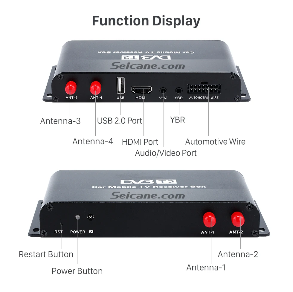 Seicane HDMI DVB-T2 приемник ТВ 4 тюнера цифровой ТВ коробка для автомобиля dvd-плеер 1080P