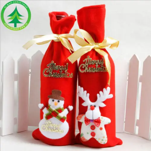 

2018 New Merry Christmas Sequin Set Wine Covers Bag Christmas Decoration Dinner Table Wine Bottle Santa Xmas Party Gift
