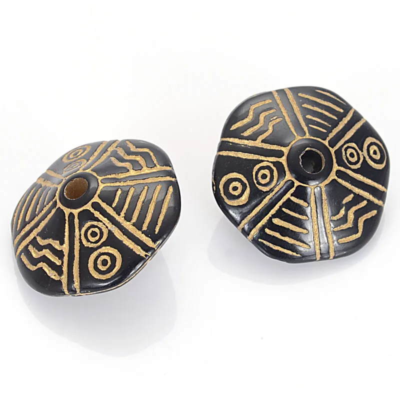 

New Arrival 50 Pcs/Lot Vintage Inspired Ethnic Acrylic Antique Style Design Disc Spacer Beads For Diy Bracelet Jewelry Making