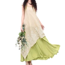 Летнее платье EaseHut Boho Элегантное винтажное цветочное платье-туника Макси Длинное платье до пола Льняное платье больших размеров