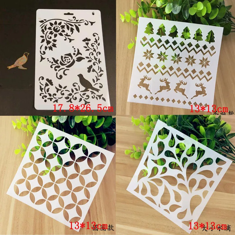 

4pcs/set Stencil Decor DIY Drawing Stencils Templates Painting Art Craft Scrapbooking Cards Album Stencils Christmas Water Drops
