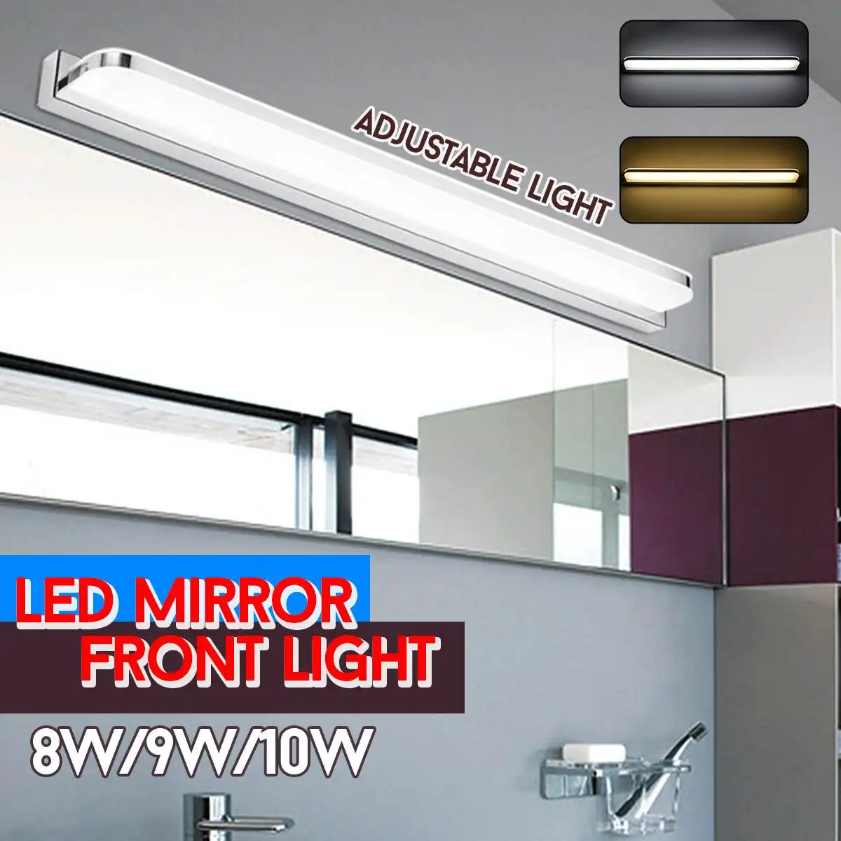 

Adjustable Anti-fog Waterproof LED Mirror Front Light Make-up Bathroom Toilet Wall Lamps 40cm/50cm/60cm Optional Energy-saving