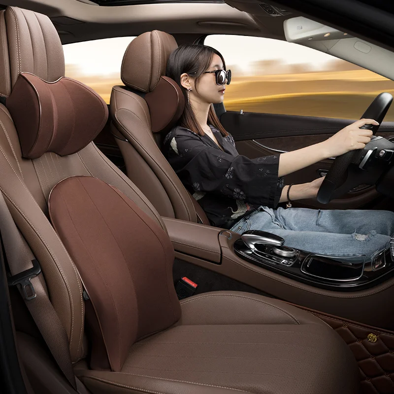 

Car Neck Pillow & Seat Support Headrest Business Memory Foam Seat Cushion Car Interior Accessories Knitwear Leather Car Pillows