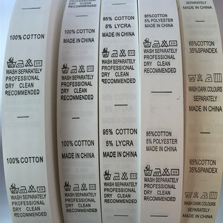 Изготовленный на заказ дизайн 1000 шт./лот Белый Уход за одеждой этикетка одежды атласная композиция этикетка моющиеся этикетки нейлон в рулоне