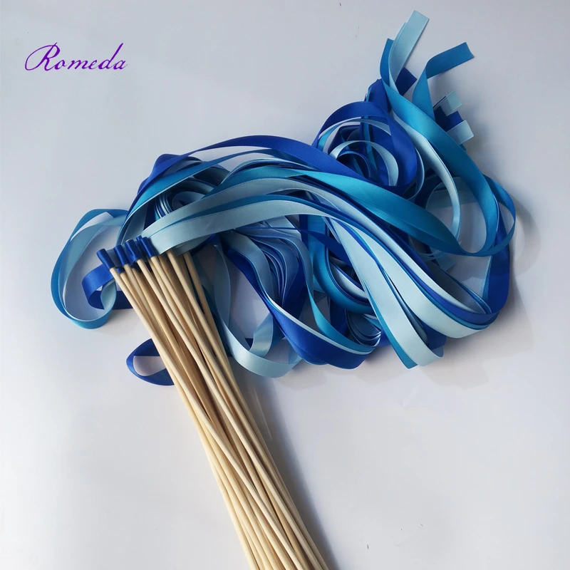 

50pcs/lot Royal and light blue Wedding Ribbon Wands without Bells for Birthday Party