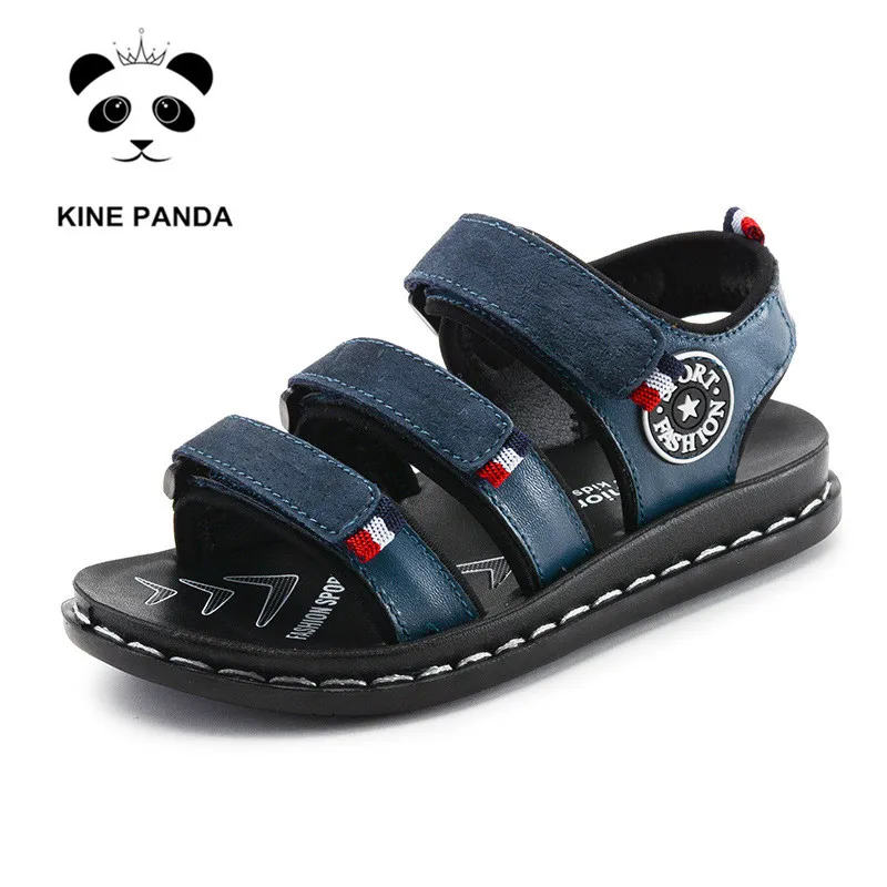 

KINE PANDA Kids Teen Sandals Boys Beach Shoes Summer School Student Children Genuine Leather Little Boy Sandals 26-39