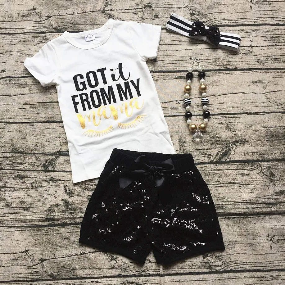 

baby summer OUTFITS girls 4 pieces sets with headband sets girls clothing baby girls boutique clothes short sleeve top outfits