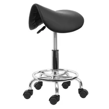 (Ship from UK) Rolling Saddle Stool Leather Massage Chair Hair dressing Salon Chair Styling Bar Barber Swivel chair