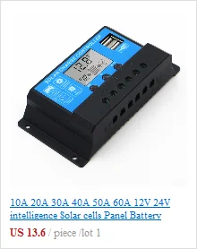 10A 20A 30A 40A 50A 60A 12V 24V интеллектуальная панель солнечных батарей Контроллер заряда батареи Регуляторы ЖК-дисплей li-ion