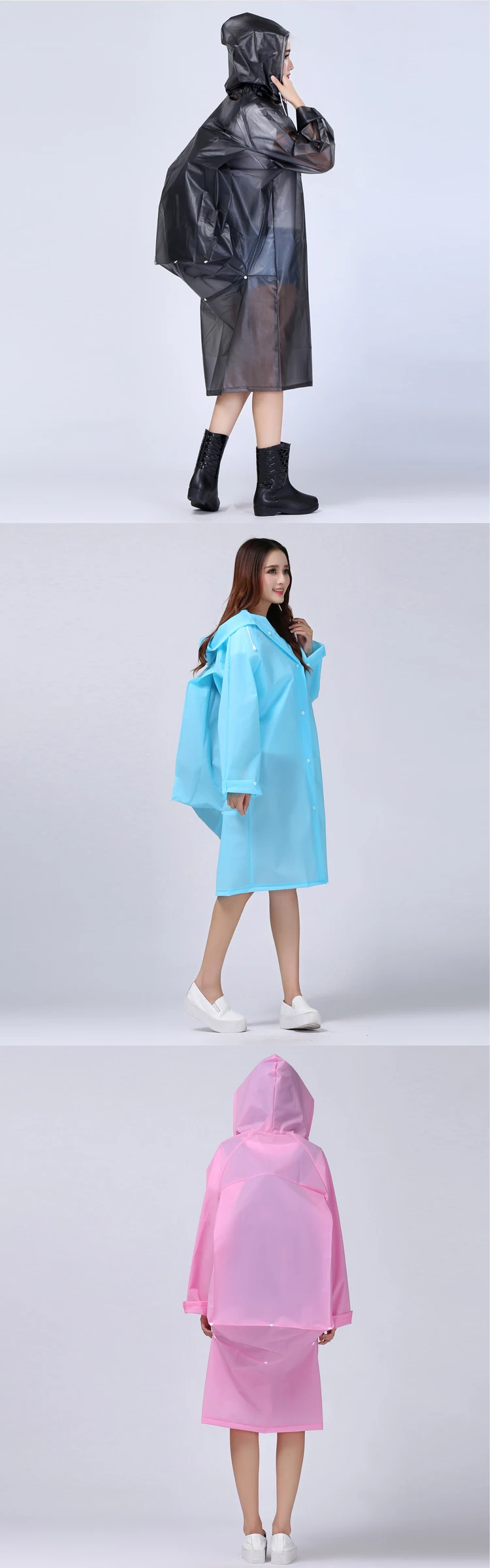 Women Transparent Portable Long Raincoats 23