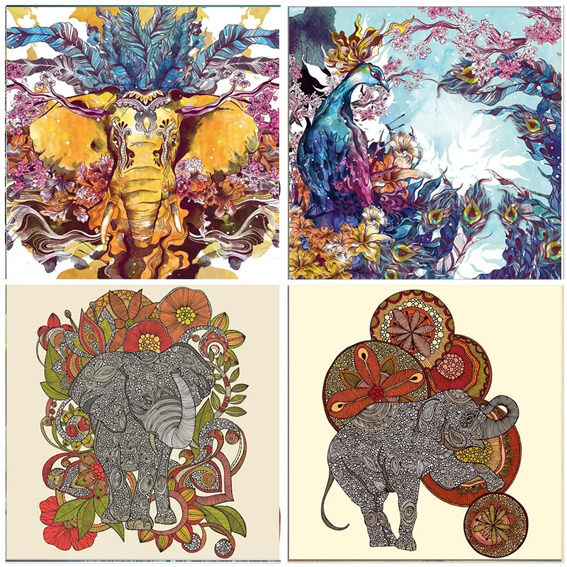 

5D Diamond Painting Cartoon Elephant Round Drill Embroidery Animal Home Decoration Mosaic Crystal Cross Stitch Handmade Gifts