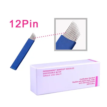 

50pcs 12 14 18 Pin U shape Permanent Makeup Eyebrow Tattoo Needles Blade For 3D Embroidery Tattoo Pen accessory