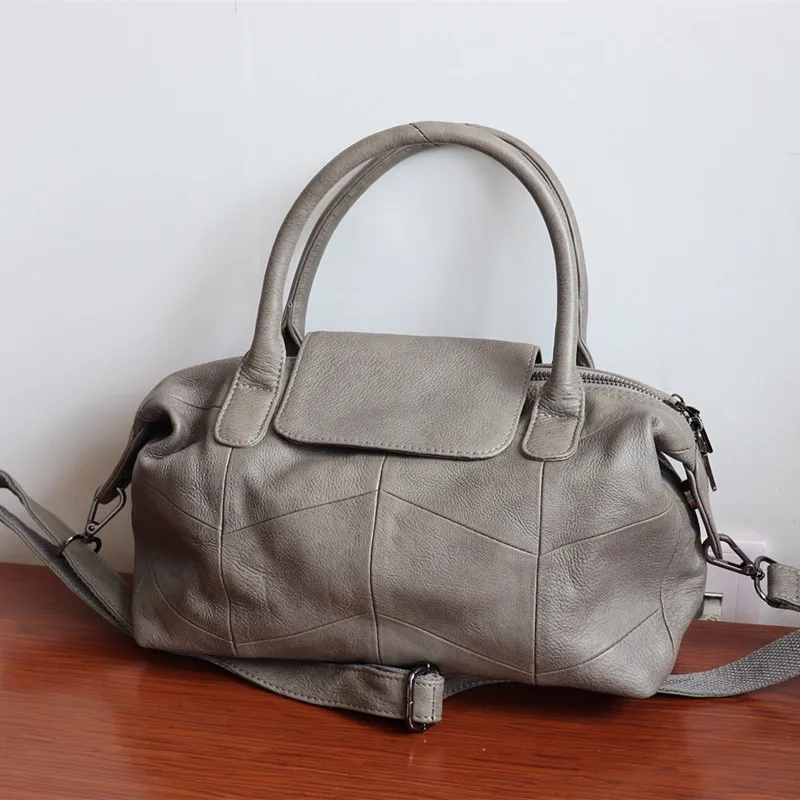 Mesul брендовая Повседневная Сумка-тоут женская переносная сумка на плечо женская сумка из натуральной кожи Boston сумки высокого качества серые сумки через плечо
