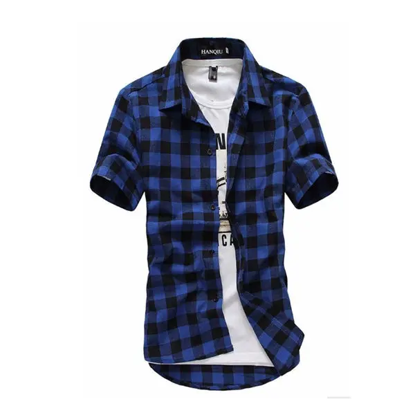 white and blue plaid shirt mens