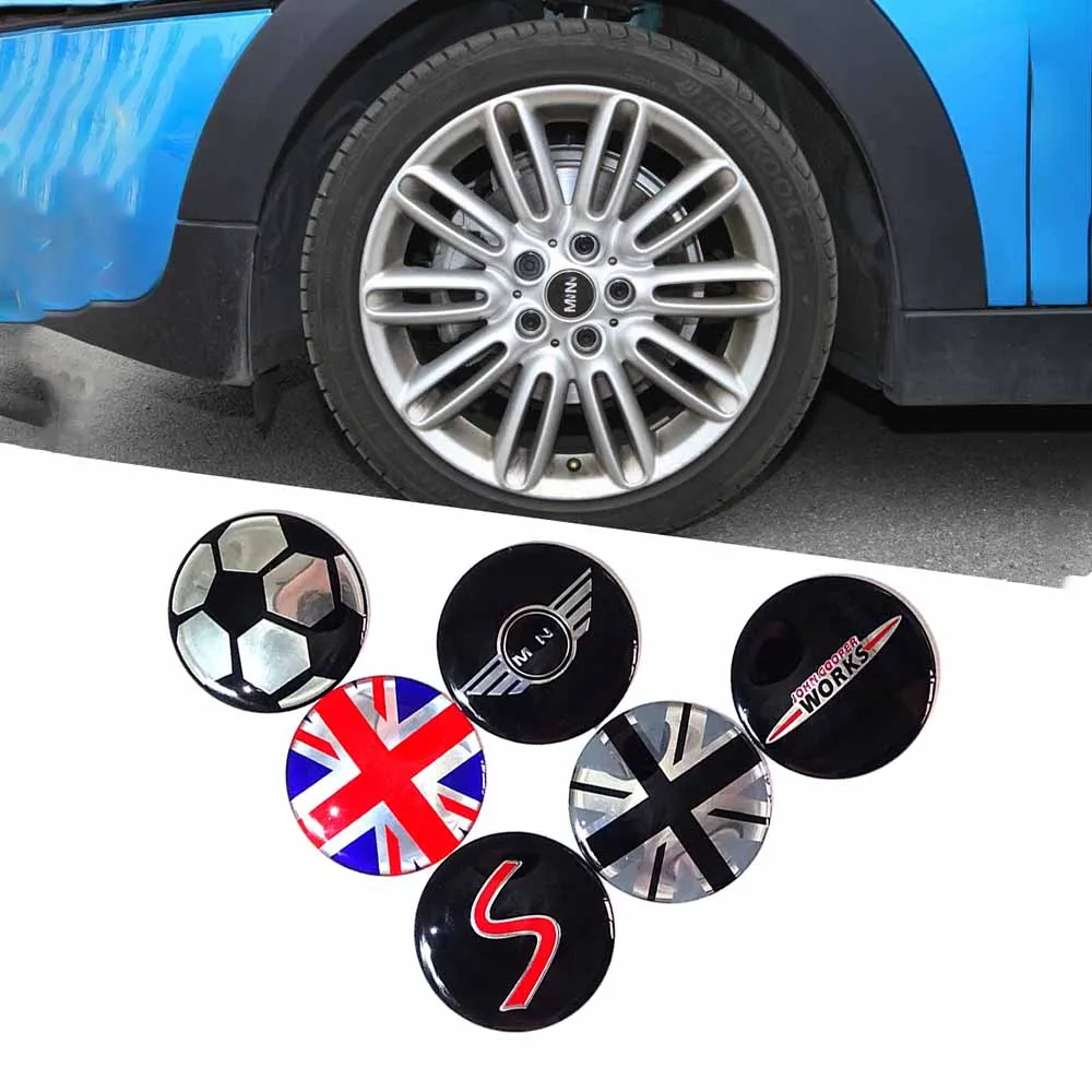 4pcs 52mm Car Styling Wheel Center Cover Sticker Hub Cap Decal Emblem Badge For Mini Cooper S