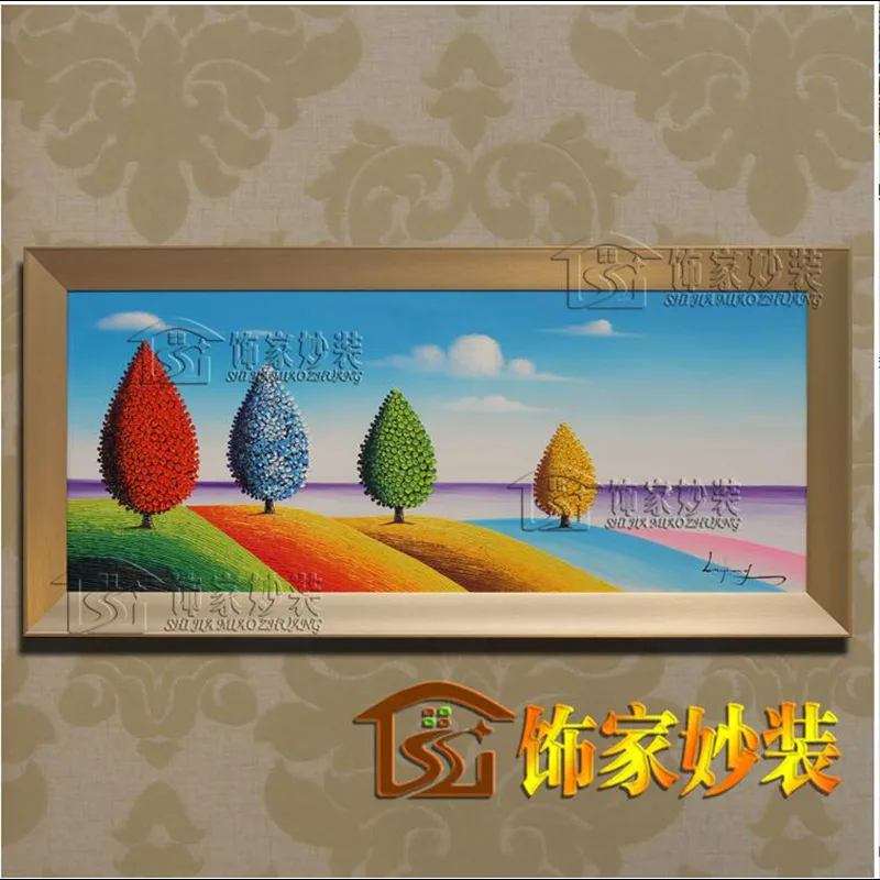 

Handpainted Abstract Home Decoration Wall Painting Tree Palette Knife Oil Painting On Canvas Four Seasons Tree canvas painting