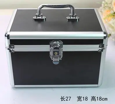 Профессиональный большой емкости алюминиевый сплав косметическая коробка портативный двойной открытый многослойный косметический ящик многофункциональный ящик для инструментов - Цвет: 27cm