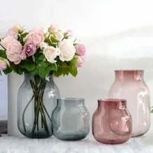 Современная утолщенная прозрачная стеклянная ваза в европейском стиле, свежий стол для гостиной, Цветочная композиция