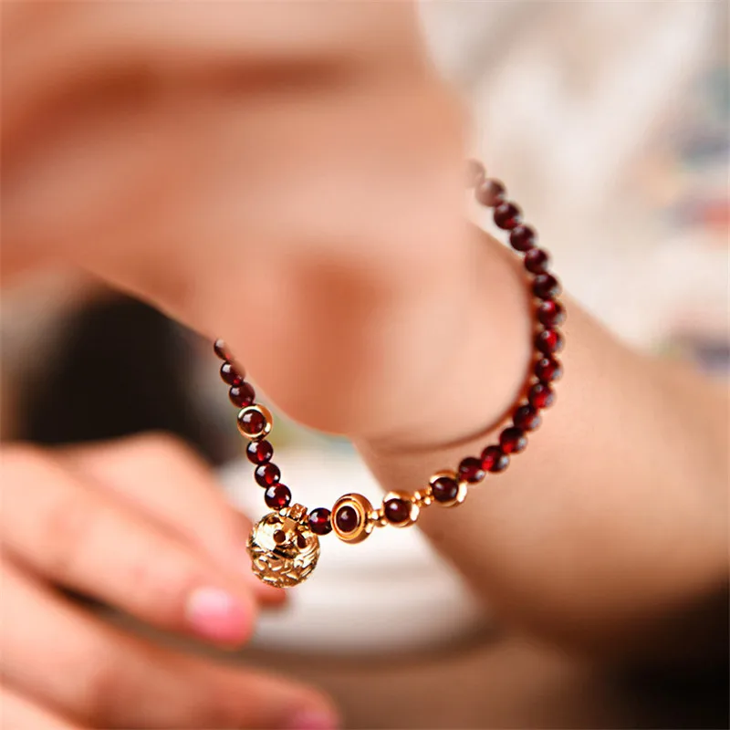 

bracelet for women chain 17/35 cm 2018 new arrival fine natural garnet beaded top grade fashion femme jewelry accessories S094