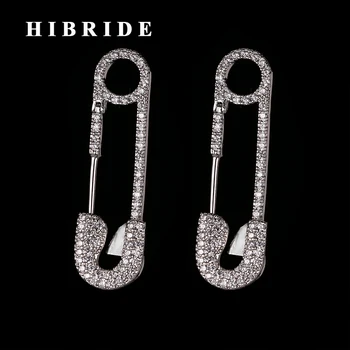 HIBRIDE Classic Women Wedding Hoop Earrings Brincos AAA Cubic Zircon Micro Pave Gold Color boucle d'oreille femme E-391