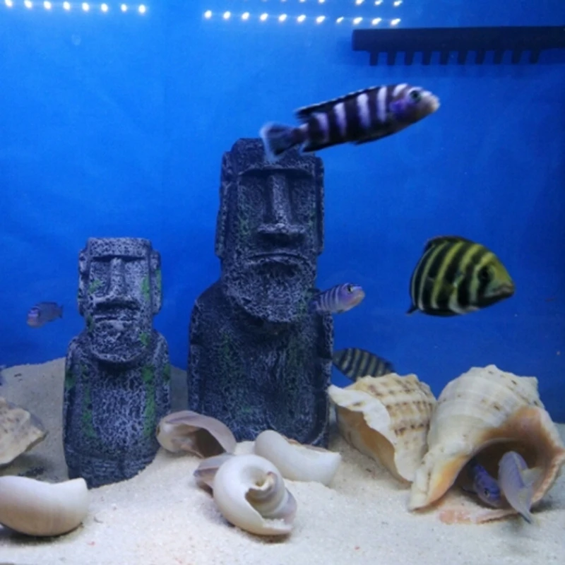 Смола Искусственный аквариум статуя с острова Пасхи Украшения подводный ландшафтный дизайн ремесло украшения для аквариума декор водной PY