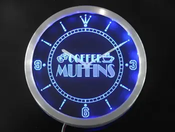 

nc0274 OPEN Coffee Shop Muffins Neon Sign LED Wall Clock
