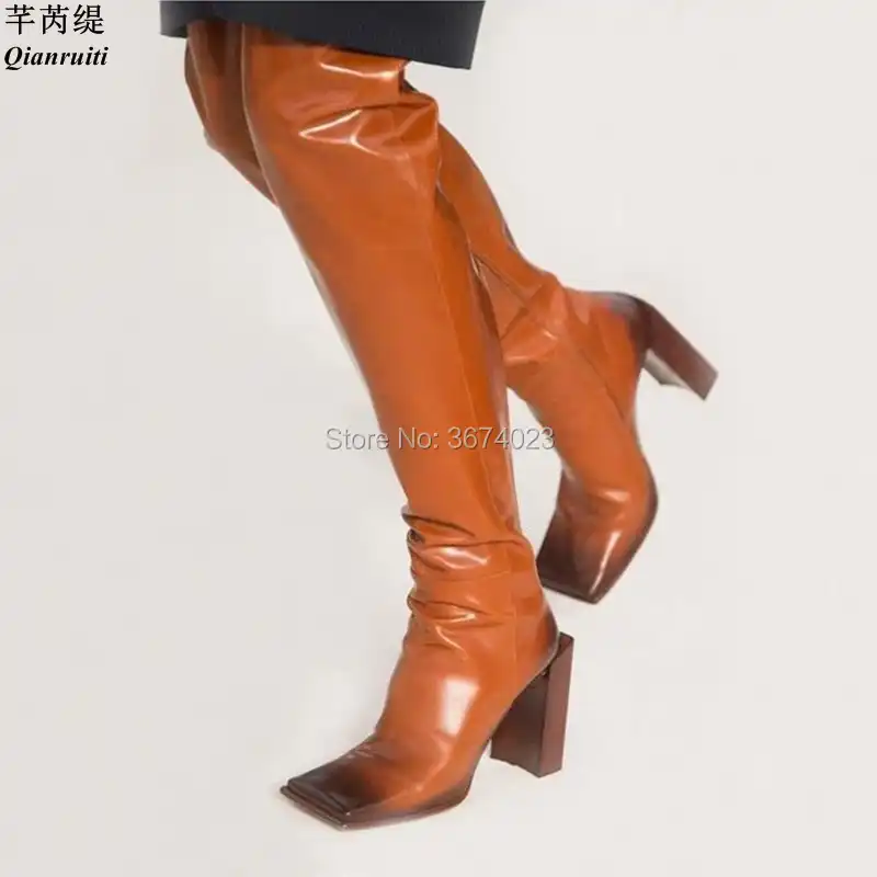 square toe thigh high boots
