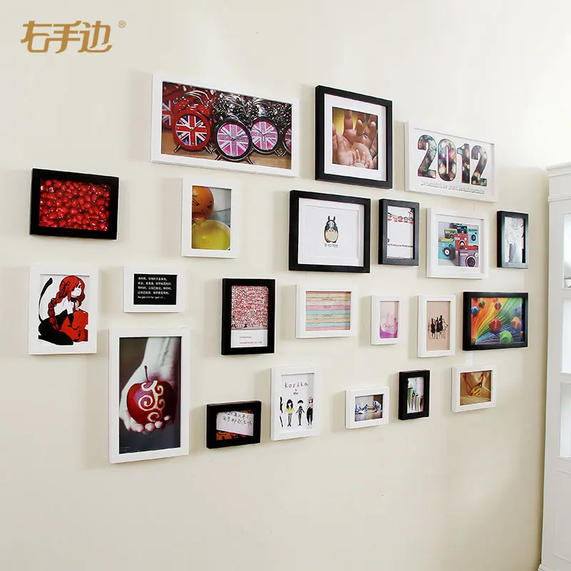 Solid wood wall photo frames 22 box photo frame photo wall combination