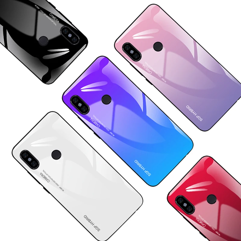 

Gradient Phone cases for xiaomi redmi 5 Plus Colorful Case For Redmi note 5 pro 5A 4X 6 6A S2 Glass fashion shell Cover Coque