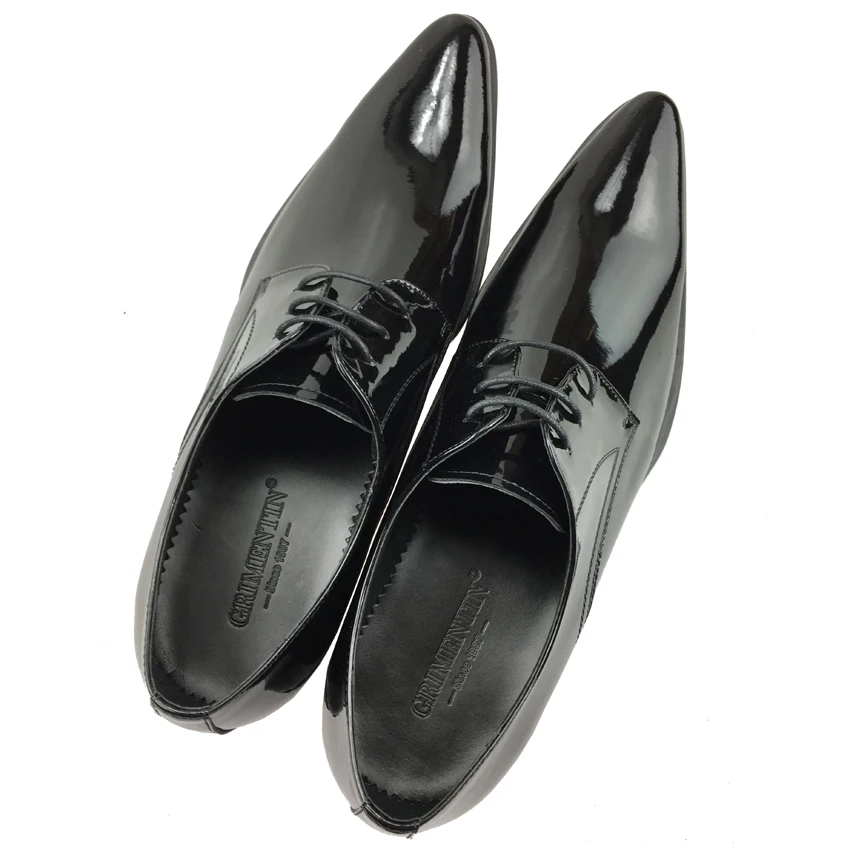 GRI/мужские туфли из натуральной лакированной кожи ручной работы; цвет черный, коричневый; итальянские дизайнерские мужские туфли с острым носком; свадебные туфли на плоской подошве; OX113