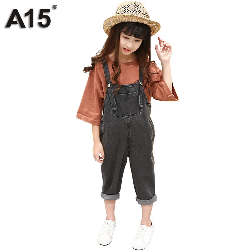 

A15 Jeans Kids Pants Children Trousers Girls Jean Overalls Jeans for Teenagers Boys 2017 Denim Jumpsuit Hole Jeans 10 12 14 Year