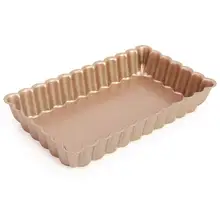 

Gold 7 Inch Mini Tart Pans Quiche Pans Commercial Grade Non Stick Rectangle Tart Quiche Pan with Removable Base