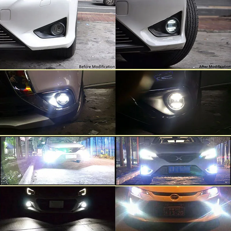 front led replacement fog lamp lights with daytime running light DRL white fog yellow fog amber fog lends 90mm 3.5inch fog Assemblies Assembly for ford honda subaru suzuki mitsubishi renault suzuki foglamp (11)