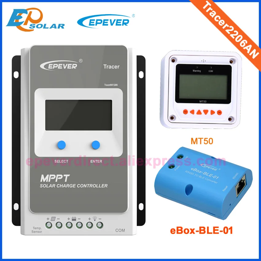 

EP series Solar Controller charger Battery 20A 20amps Tracer2206AN 12V/24V auto work bluetooth eBOX LCD display Screen
