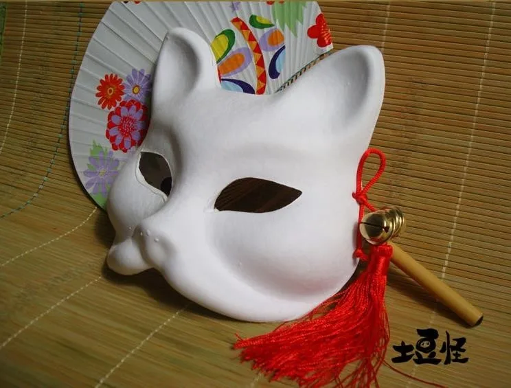 3 шт./Партия Diy бумажная целлюлозная заготовка маски может быть окрашена лиса маска Endulge японский Половина лица Хэллоуин маскарад маска для вечеринки Косплей