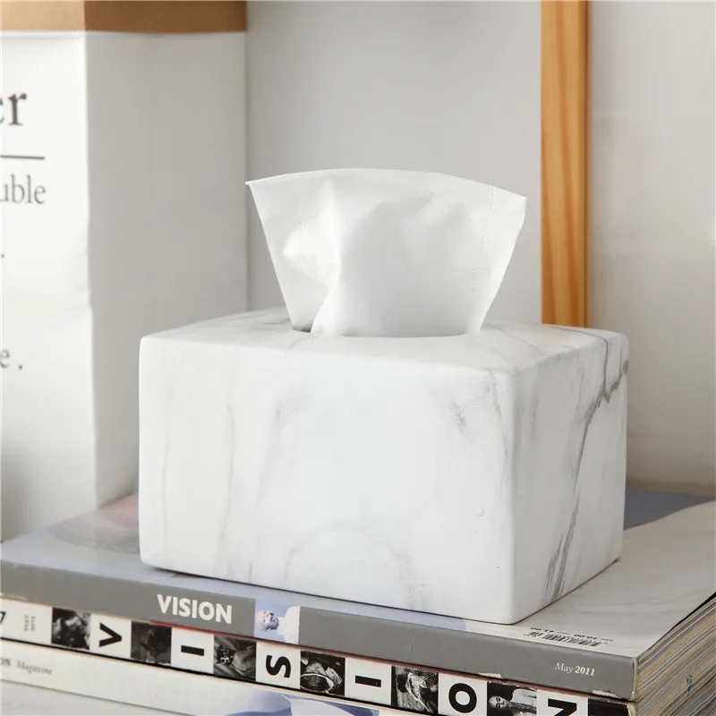 Скандинавский домашний декор, Мраморная коробка для салфеток, керамический держатель Kleenex для обеденного стола, аксессуары для гостиной, ванной комнаты, декоративная шкатулка