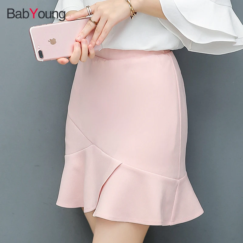 

BabYoung 2017 Women Trumpet Skirt Female Basic Tube Bodycon Skirts Femininas Office Lady Glossy Elegant Slim Skirt Plus Size 4XL