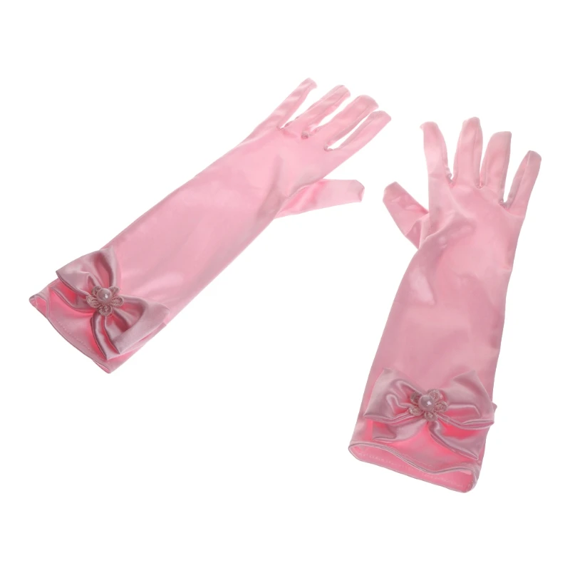 Детские Локоть для девочек, нарядные танцевальные перчатки для дня рождения, свадебные перчатки, FR024
