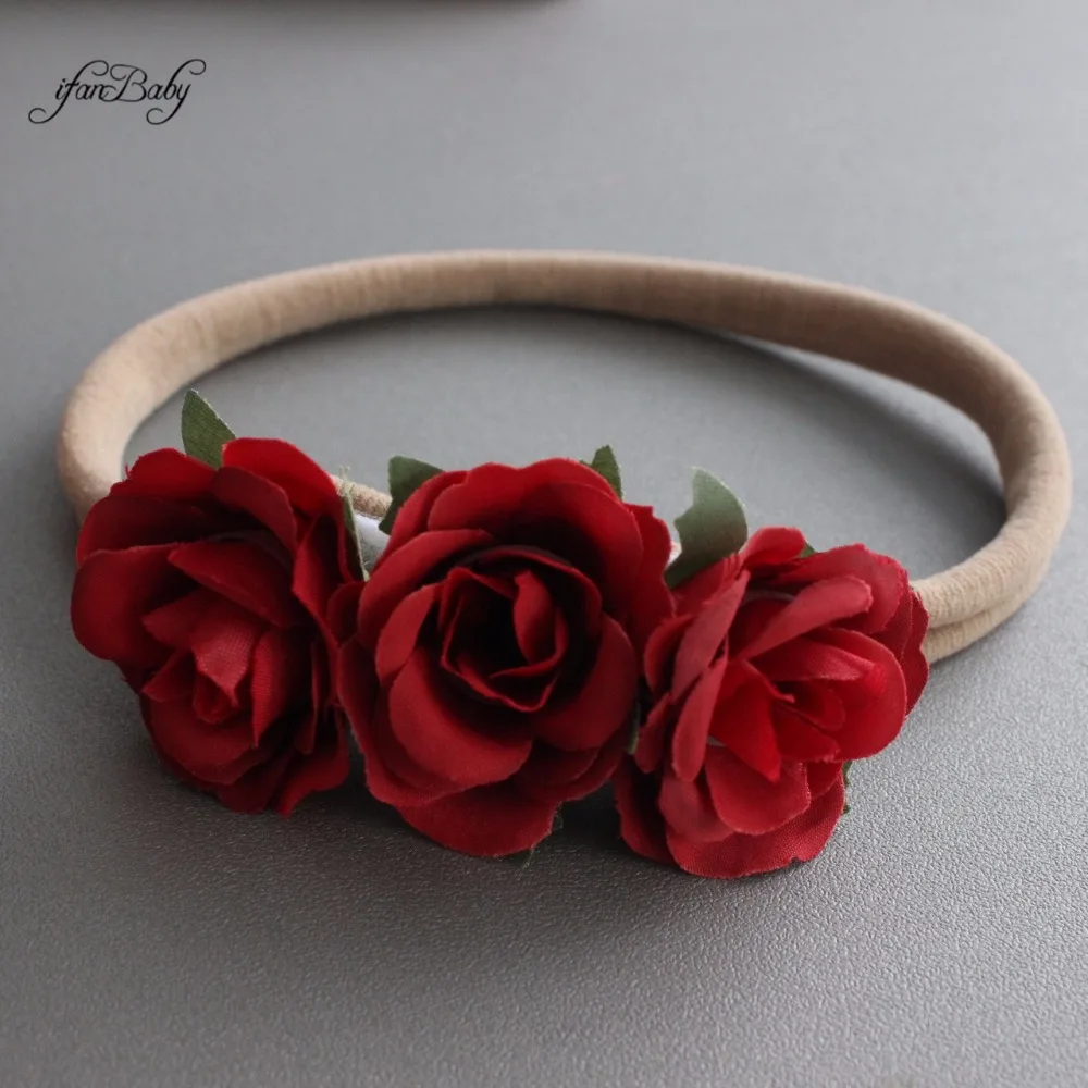 kids nylon Rose flower headband 11