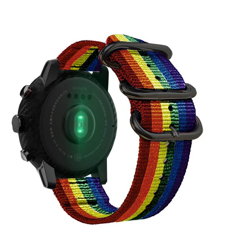 Eastar нейлоновая тканая группа часов цветная Замена с ремешком с пряжкой для Amazfit Bip для Xiaomi Huami Amazfit Pace браслет 22 мм - Цвет ремешка: rainbow