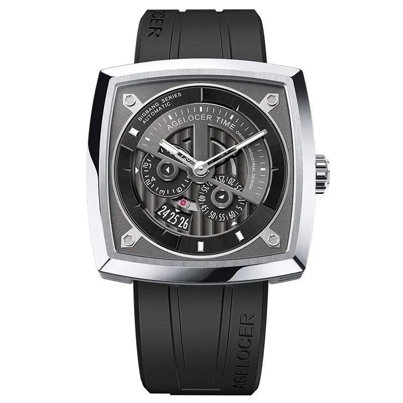 Agelocer швейцарские мужские спортивные часы, автоматические часы со скелетом, стальные водонепроницаемые механические часы с подарочной коробкой, reloj hombre 5603J3 - Цвет: 5602A1-R