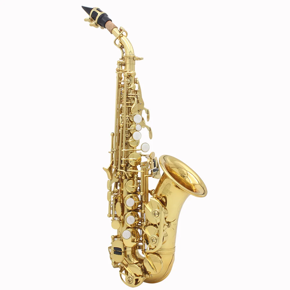 

LADE Brass Golden Carve Pattern Bb Bend Althorn Soprano Saxophone Sax Pearl White Shell Buttons Wind Instrument
