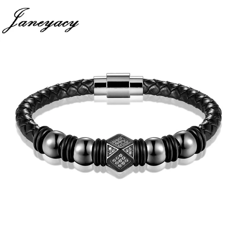 

Janeyacy 2018 Fashion Casual Men's Bracelets Women Casual CZ Bracelets Pulseira Charm beads Bracelet Accessories DIY Bracelets