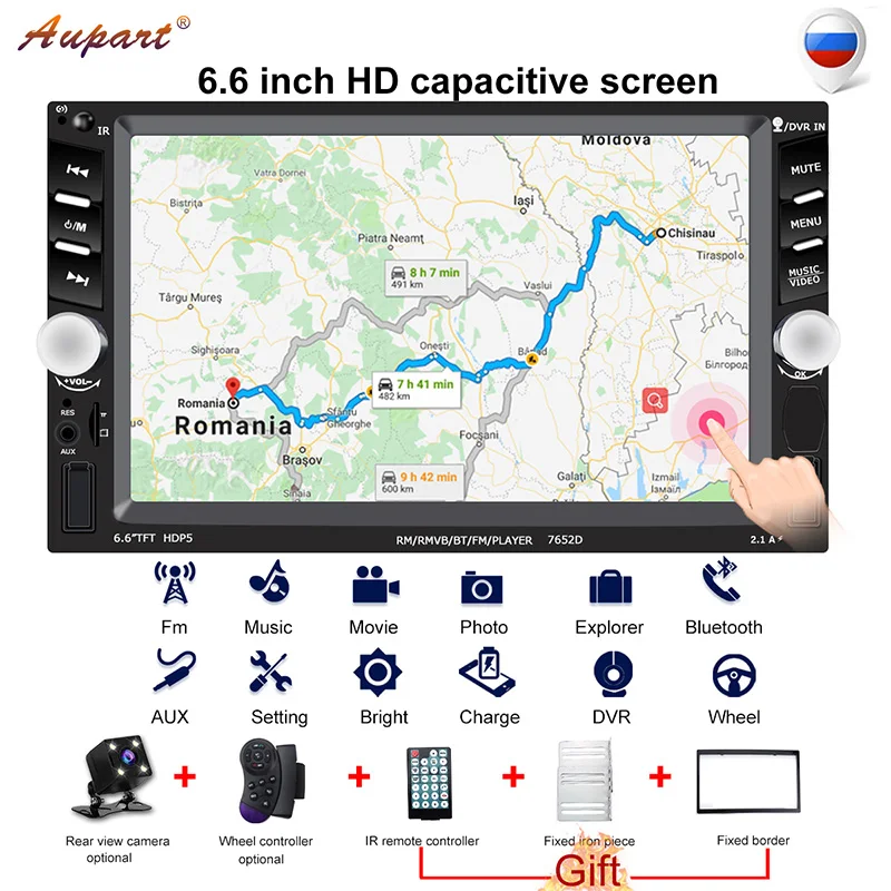 

Double Din Radio with Rear View Camera 2din Car Stereo Auto Multimedia for Car Mp3 Player EU Warehouse for Russian Wheel Control