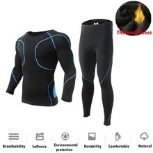 Мужской комплект термобелья для спорта на открытом воздухе, зимнее теплое термобелье, топ, штаны, циклические базовые слои для верховой езды/катания на лыжах/пеших прогулок
